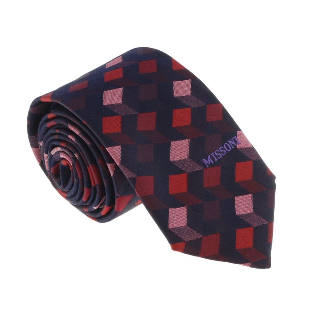 Missoni U5562 Red/Maroon Graphic 100% Silk Tie